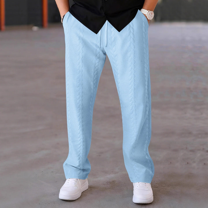 Men's Casual Stretch Pants with Drawstring and Textured Design Lisslune