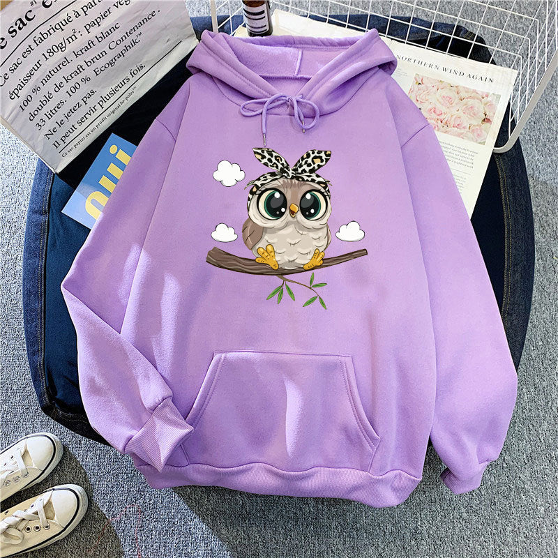 Women's hooded sweatshirt with cute owl motif Lisslune