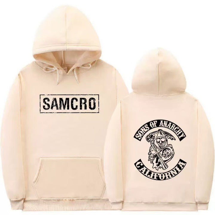 Women's hooded sweatshirt with artistic retro print and kangaroo pocket design Lisslune
