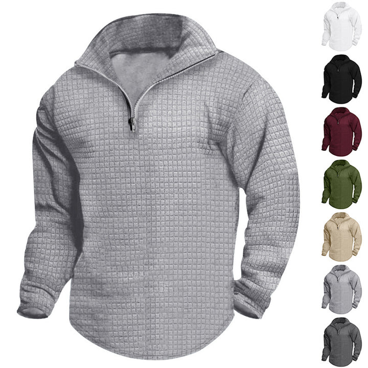 Men's heat-insulated pullover with semi-high collar and textured surface Lisslune