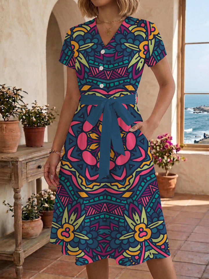 Women’s midi dress with floral design and comfortable fit Lisslune
