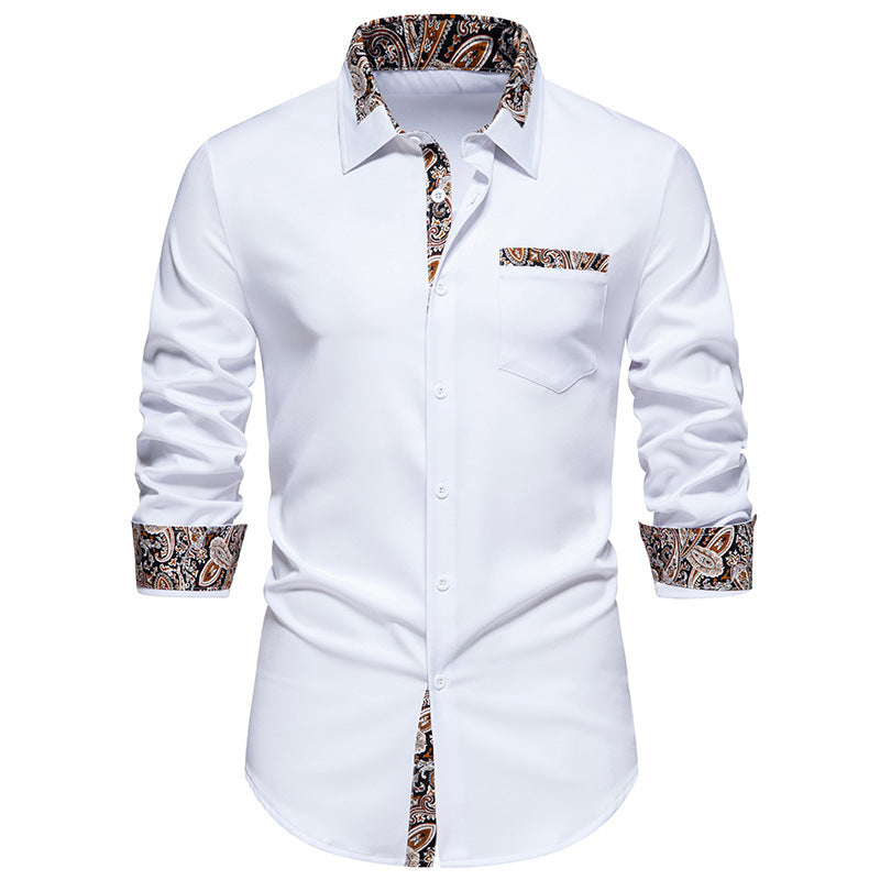 Men's long sleeve shirt with elegant paisley patterns Lisslune