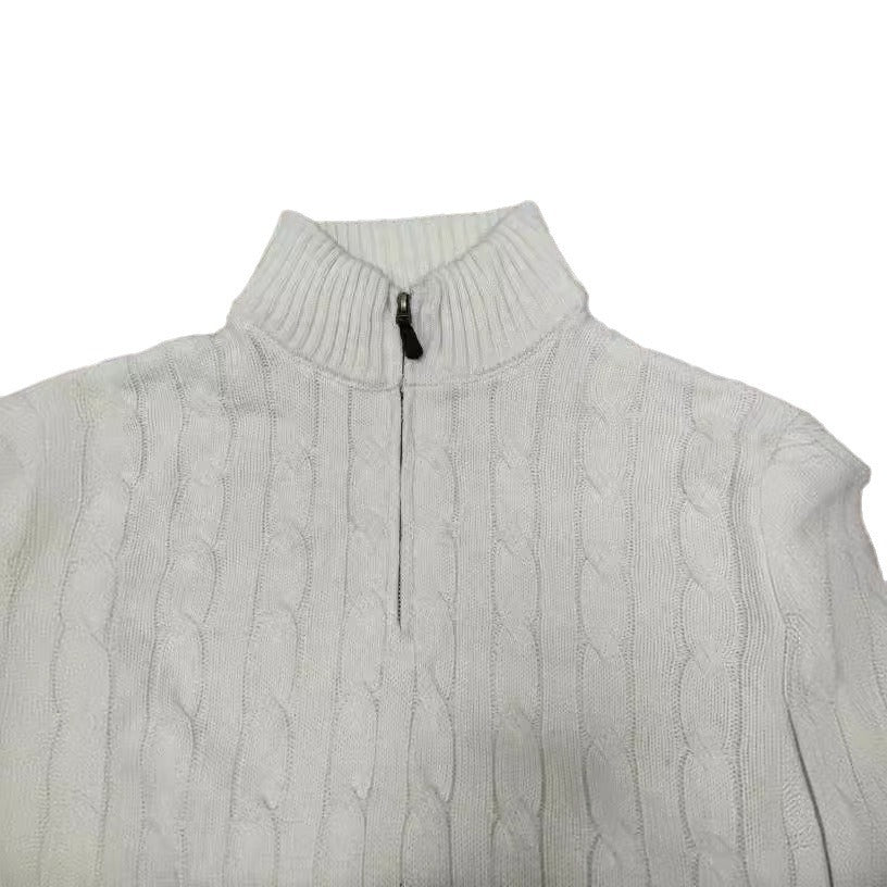 Men's elegant knit sweater with half zipper and cable knit pattern Lisslune