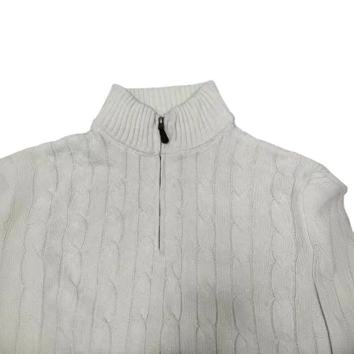 Men's elegant knit sweater with half zipper and cable knit pattern Lisslune