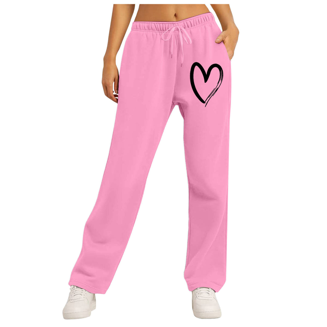 Ladies leisure pants with unique heart design and elastic waistband Lisslune