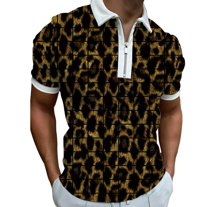 Men's polo shirt with modern graphic pattern and zipper Lisslune