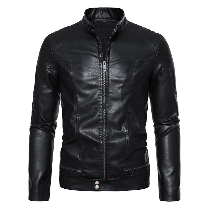 Men's fashionable synthetic leather jacket with stylish details Lisslune