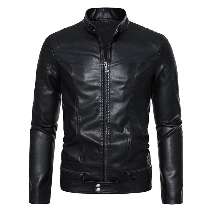 Men's fashionable synthetic leather jacket with stylish details Lisslune