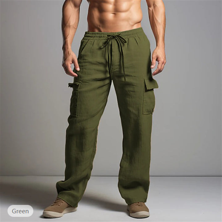 Men's Casual Cargo Pants with Elastic Waistband and Practical Side Pockets Lisslune