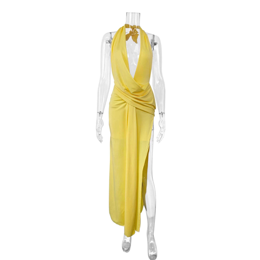 Damen Elegantes Abendkleid mit tiefem Ausschnitt und seitlichem Schlitz Lisslune