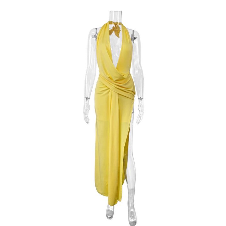 Damen Elegantes Abendkleid mit tiefem Ausschnitt und seitlichem Schlitz Lisslune