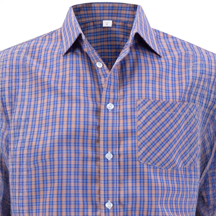 Men's elegant checkered long sleeve shirt with chest pocket Lisslune