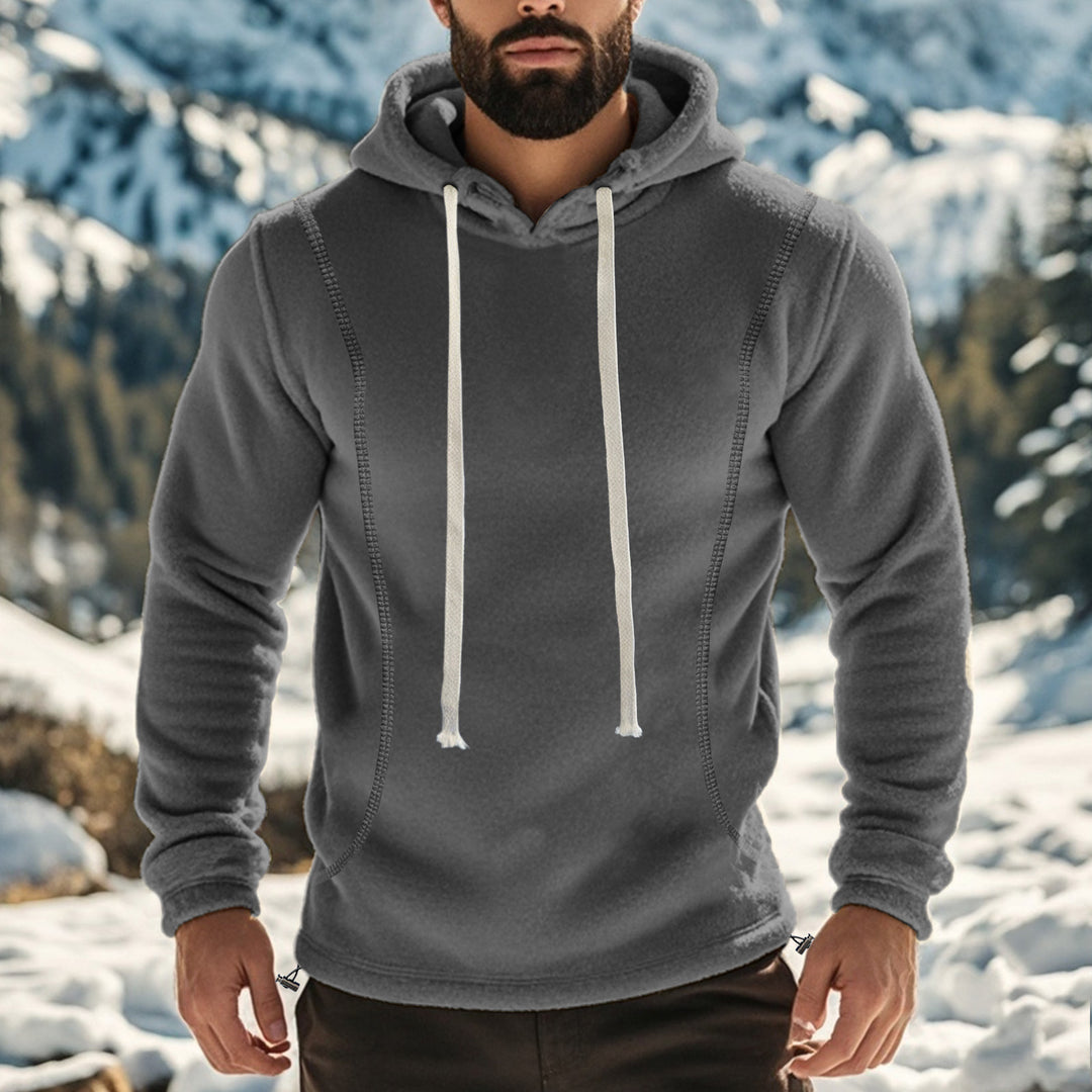 Men's fleece hoodie with breathable properties and drawstring Lisslune