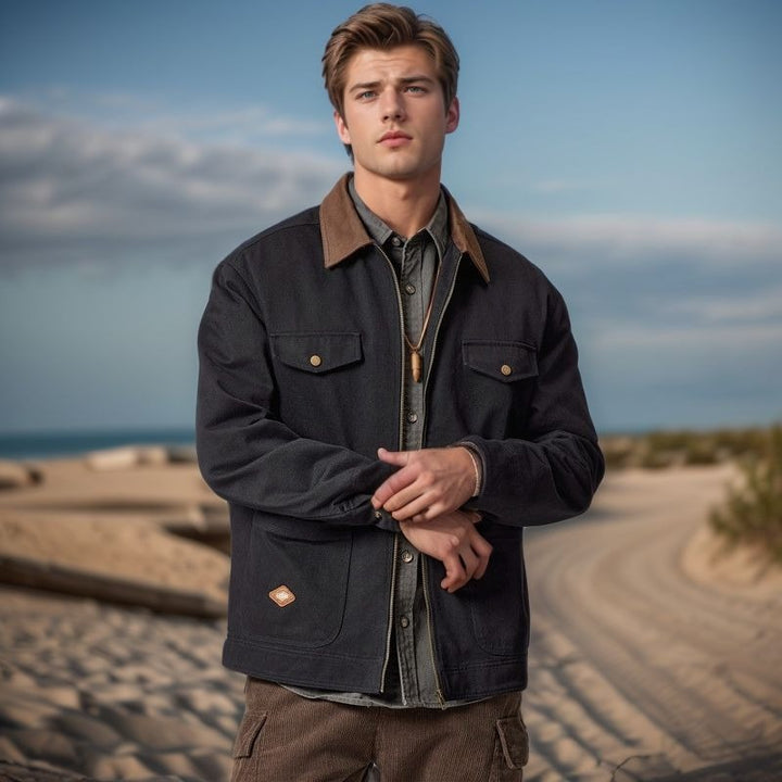 Men's casual utility jacket with practical flap pockets and zipper Lisslune