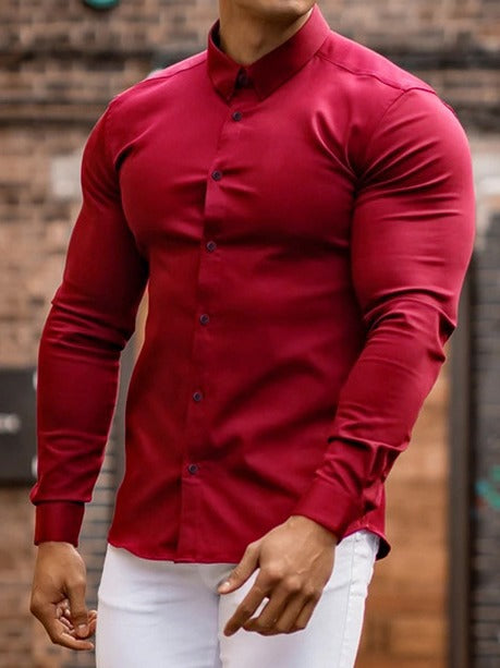 Men's body-conscious long sleeve shirt with fashionable collar and elegant buttons Lisslune