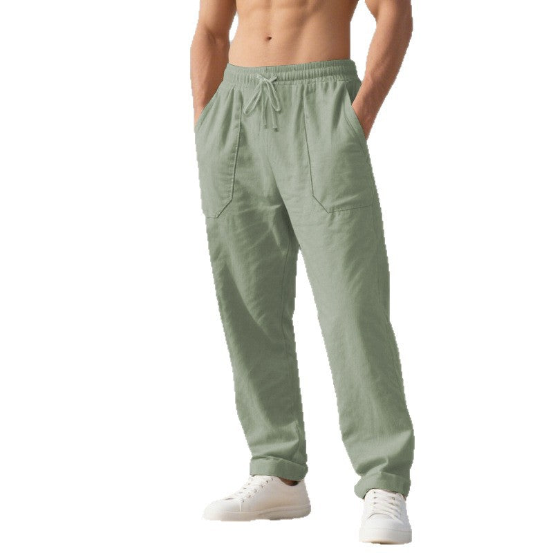 Men's Casual Leisure Pants with Elastic Waistband and Practical Side Pockets Lisslune