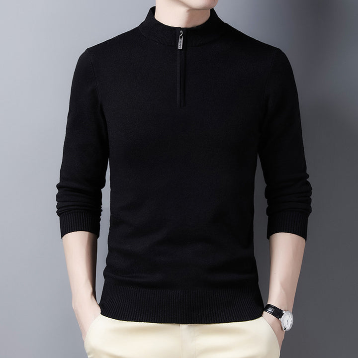 Men's Elegant Knitted Sweater with High Collar Zipper Lisslune
