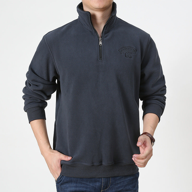 Men's Fleece Pullover with Quarter Zipper and High Collar Lisslune