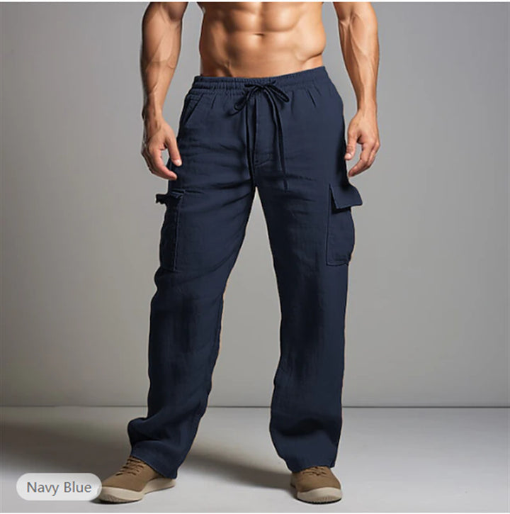 Men's cargo pants with elastic waistband and practical side pockets Lisslune