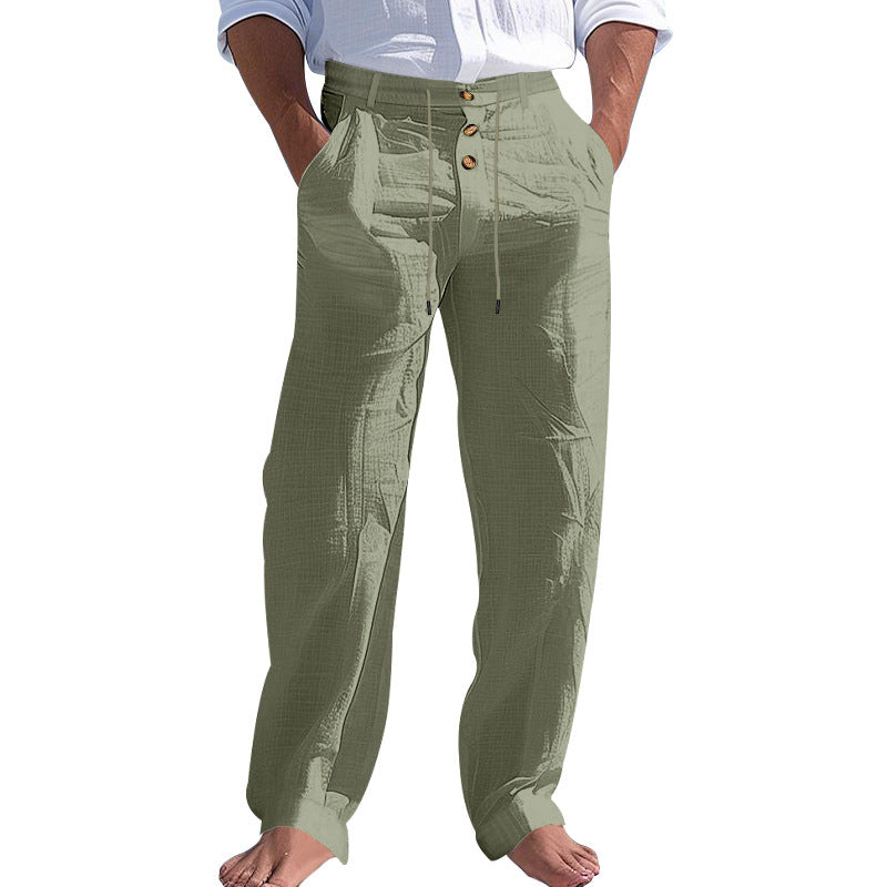 Men's elegant fabric trousers with adjustable drawstring and practical pockets Lisslune