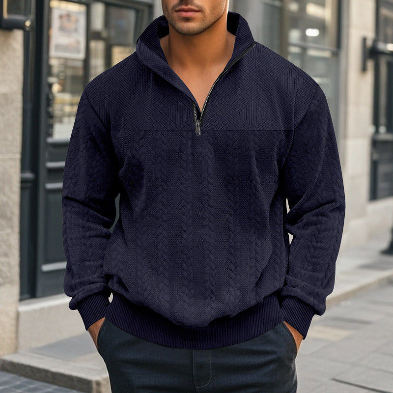 Men's knit sweater with modern stand-up collar and zipper Lisslune
