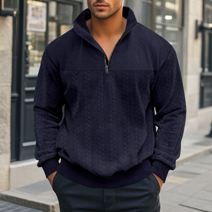 Men's knit sweater with modern stand-up collar and zipper Lisslune