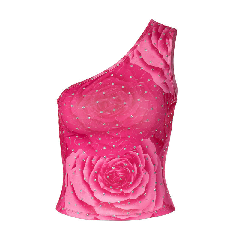 Women's asymmetrical bustier with floral pattern and rhinestone details Lisslune