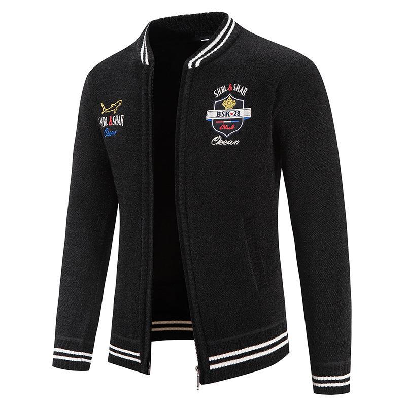 Men's sporty cardigan with standing collar and varied embroidery Lisslune