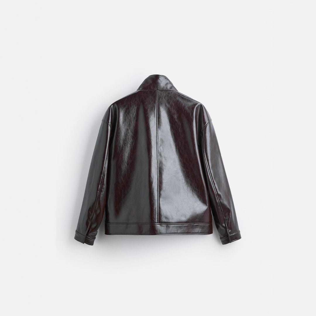 Men's biker jacket made of premium synthetic leather with practical flap pockets Lisslune