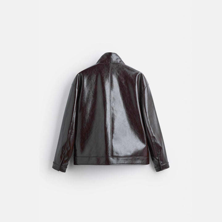 Men's biker jacket made of premium synthetic leather with practical flap pockets Lisslune