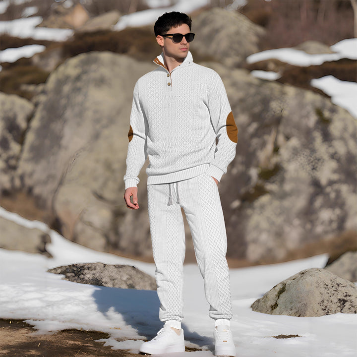 Men's Comfortable Knit Sweater with Stand-Up Collar and Trendy Buttons Lisslune