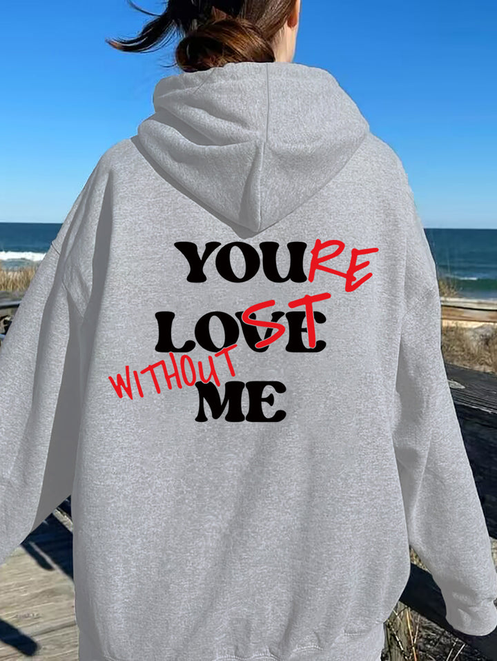 Women Oversized Hoodie with Inspirational Print Lisslune