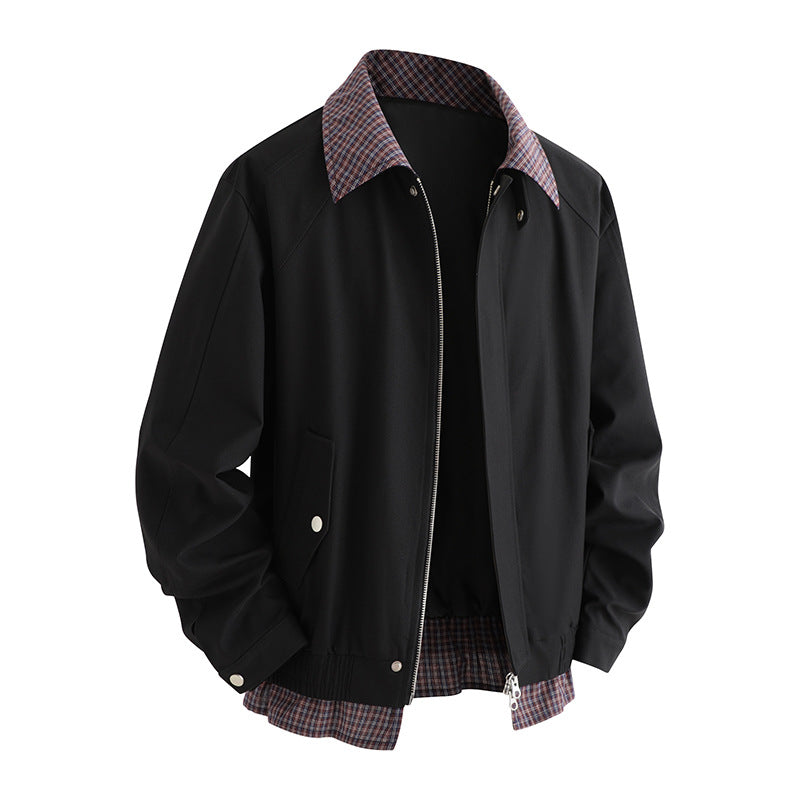 Men's fashionable transitional jacket with stylish checked lining Lisslune