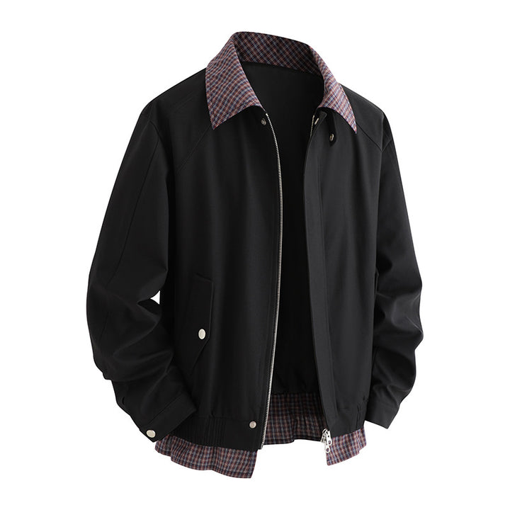 Men's fashionable transitional jacket with stylish checked lining Lisslune
