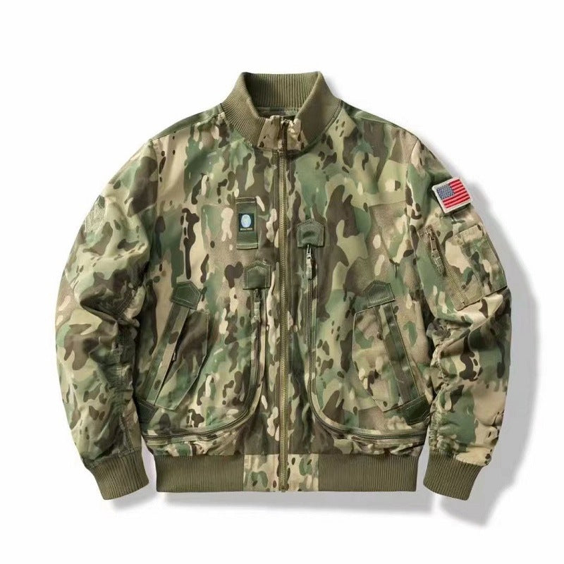 Men's camouflage bomber jacket with high-density material and versatile pockets Lisslune