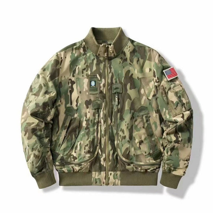 Men's camouflage bomber jacket with high-density material and versatile pockets Lisslune