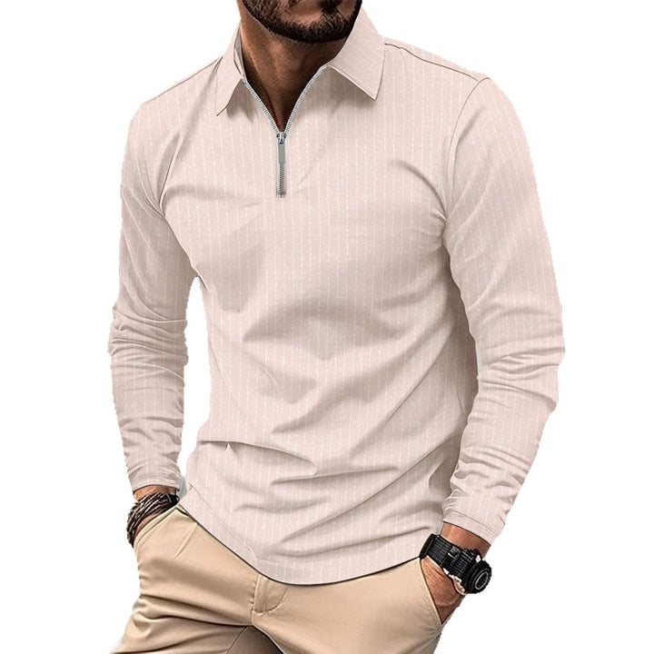 Men's elegant long-sleeve shirt with zipper and fine stripes Lisslune