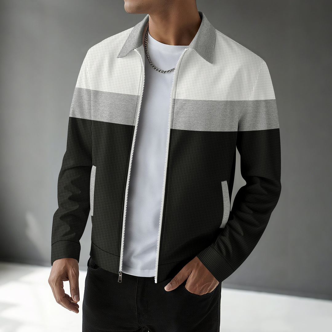 Men's modern leisure jacket with contrasting stripes and practical zipper Lisslune