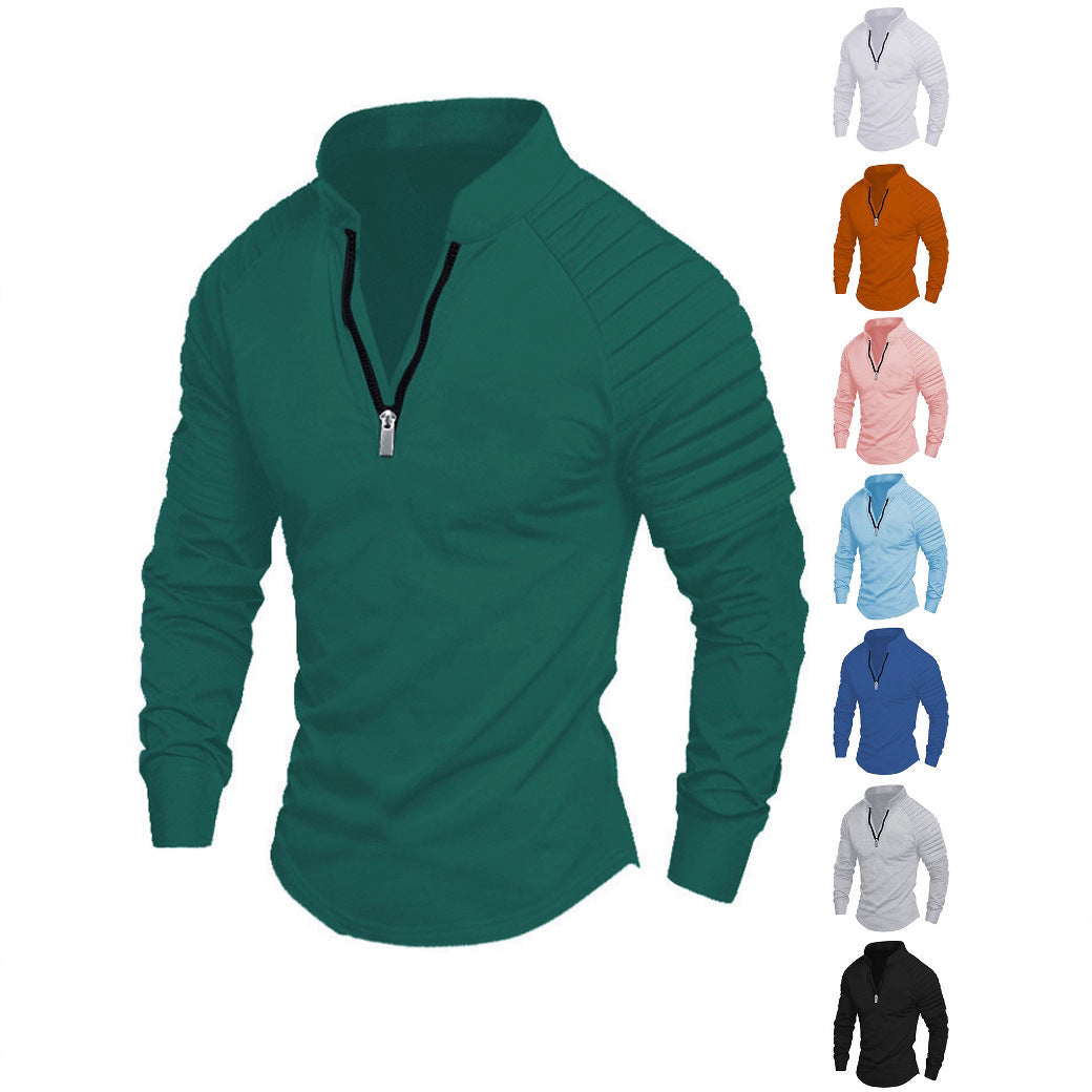 Men's training shirt with high collar and subtle zipper Lisslune