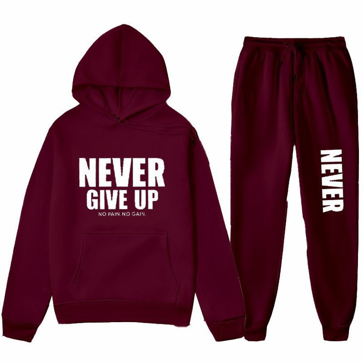 Women's training pullover and jogging pants in motif set with motivating print Lisslune