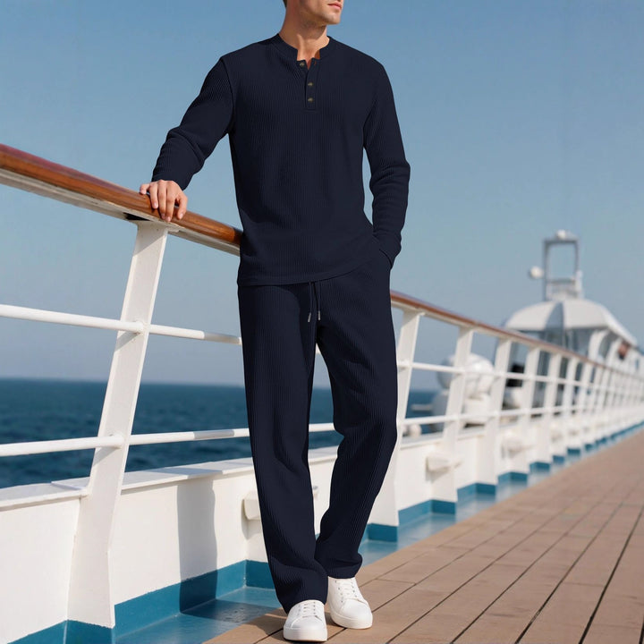 Men's Comfortable Long Sleeve Hoodie with Fashionable Button Placket and Elastic Waistband Lisslune