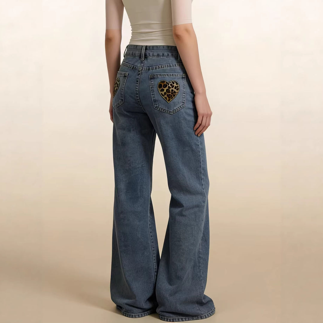 Damen Weite High-Waist Jeans mit besonderen Nahtdetails Lisslune