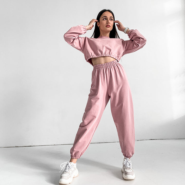 Ladies sporty loungewear set with loose fit and elastic waist Lisslune