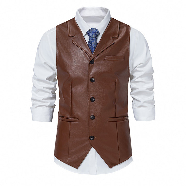 Men's elegant synthetic leather vest Lisslune