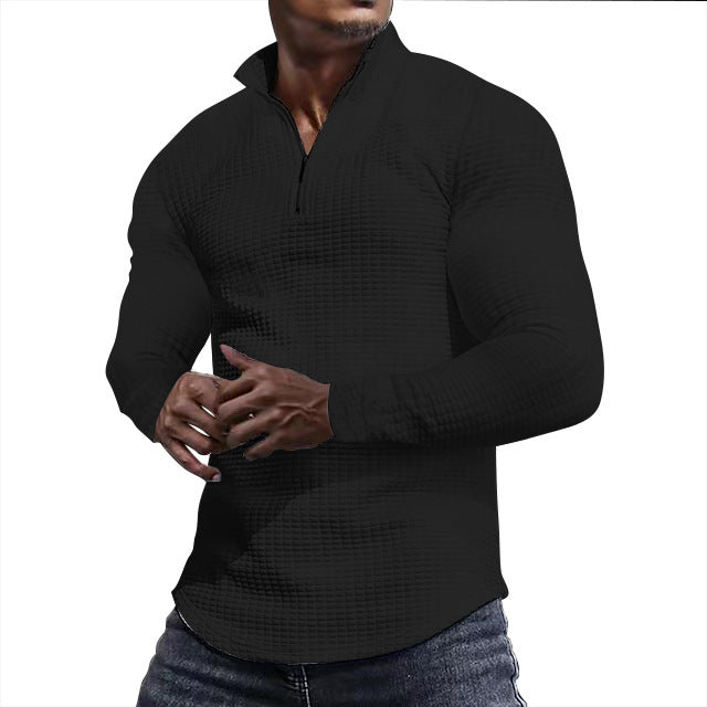Men's functional shirt with high collar and textured design Lisslune