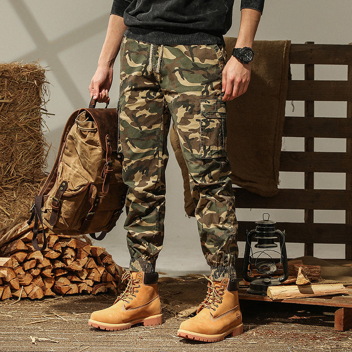 Men's cargo pants in modern camouflage design with elastic waistband and practical pockets Lisslune