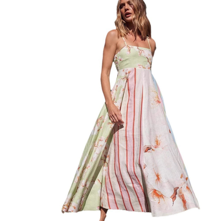 Women's maxi dress with floral design and adjustable straps Lune London