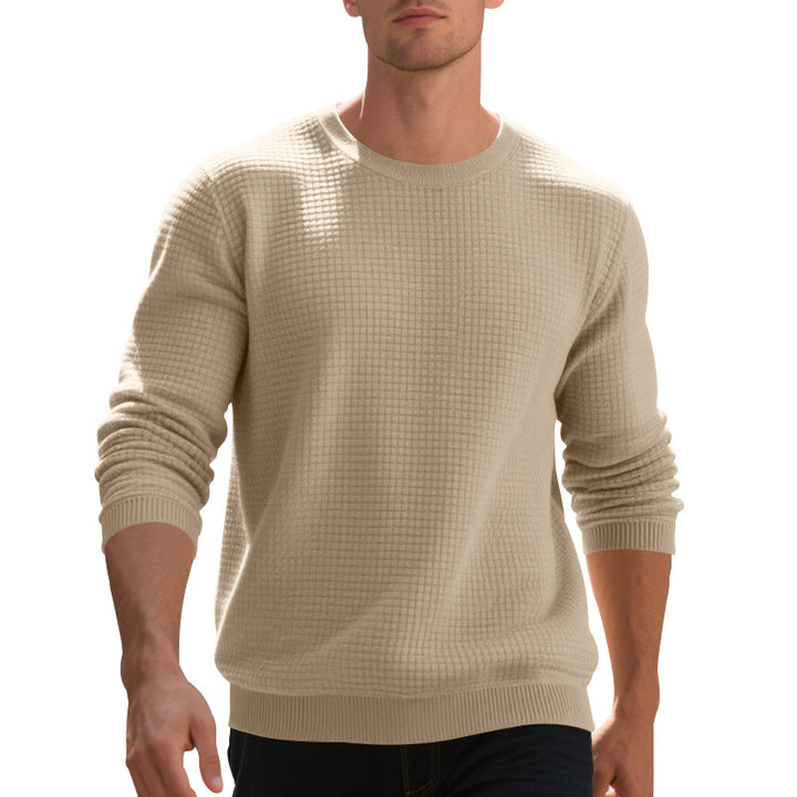 Men's fashionable textured sweater with round neck and comfortable fit Lisslune