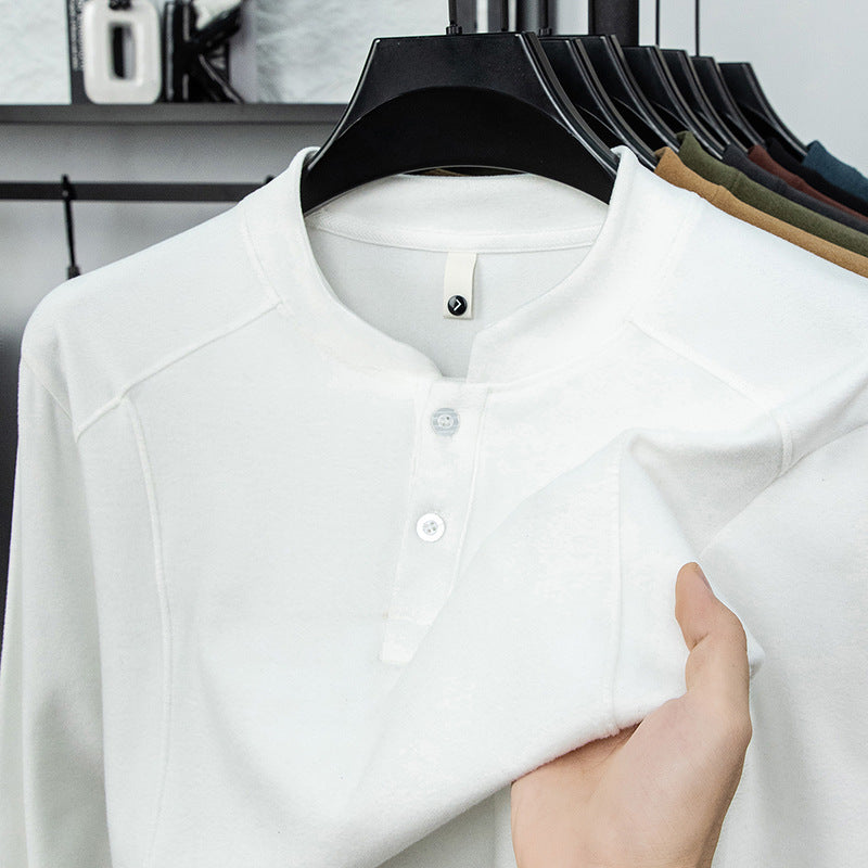Men's long-sleeve shirt with button placket and comfortable fit Lisslune