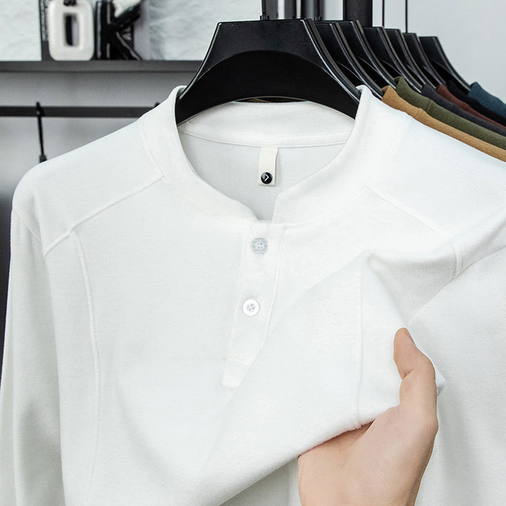 Men's long-sleeve shirt with button placket and comfortable fit Lisslune
